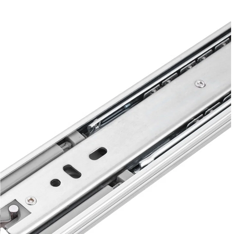  45mm Full extension 3 fold furniture hardware ball bearing telescopic channel damping steel mute drawer