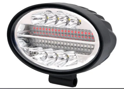 LED oval yellow, white, red and blue flash work spotlights off-road modified  A-pillar lights
