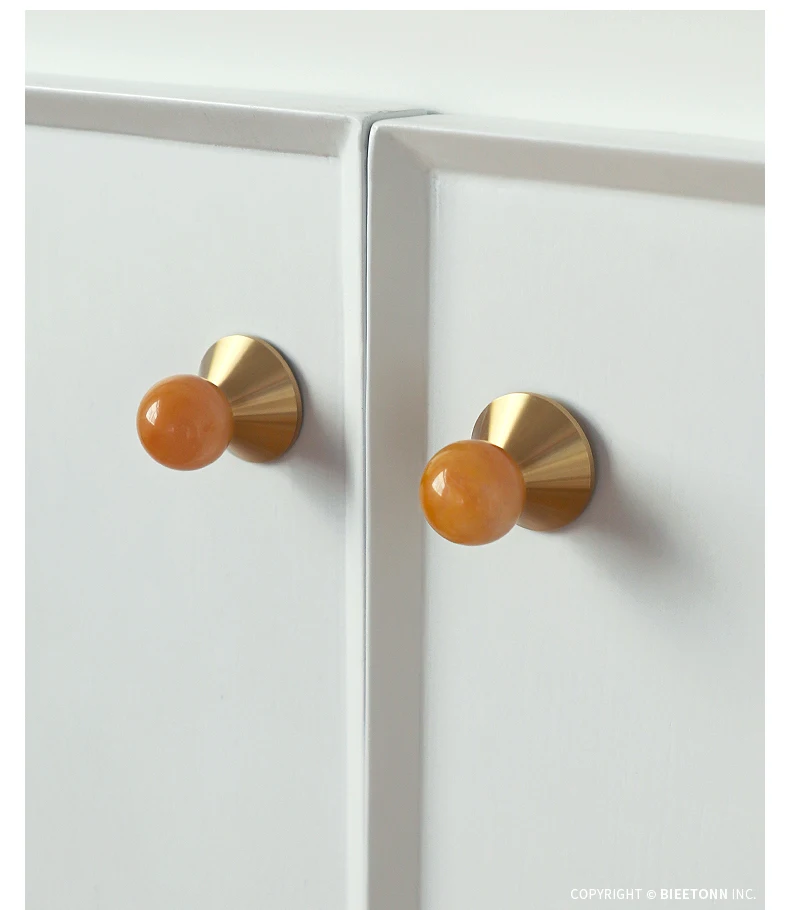 Elegant and Unique Natural Crystal Cabinet Knob Solid Brass Jade Drawer Knobs for Home Decoration