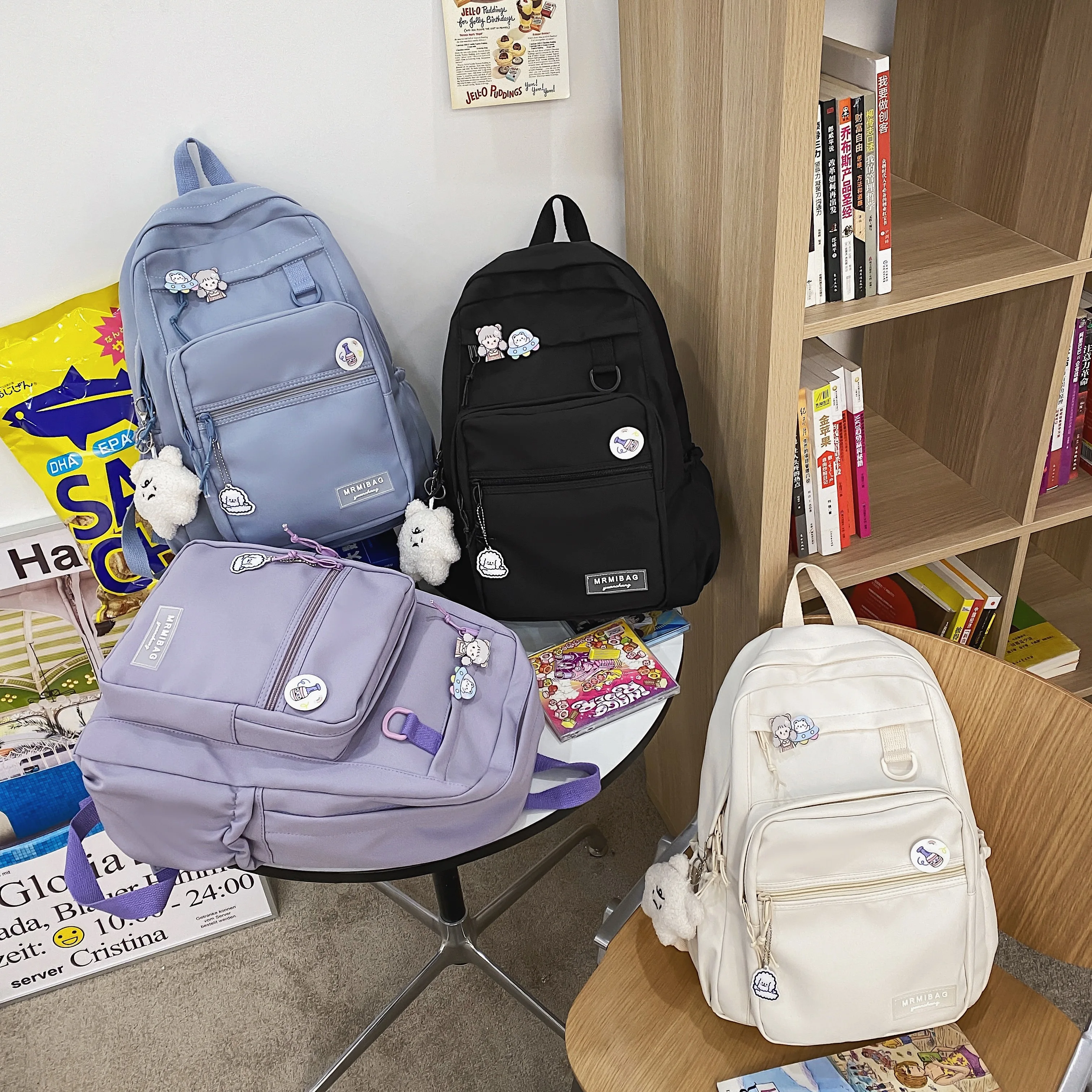 Hot sale new design large capacity cheap waterproof nylon teenagers school bags wholesale custom logo backpack