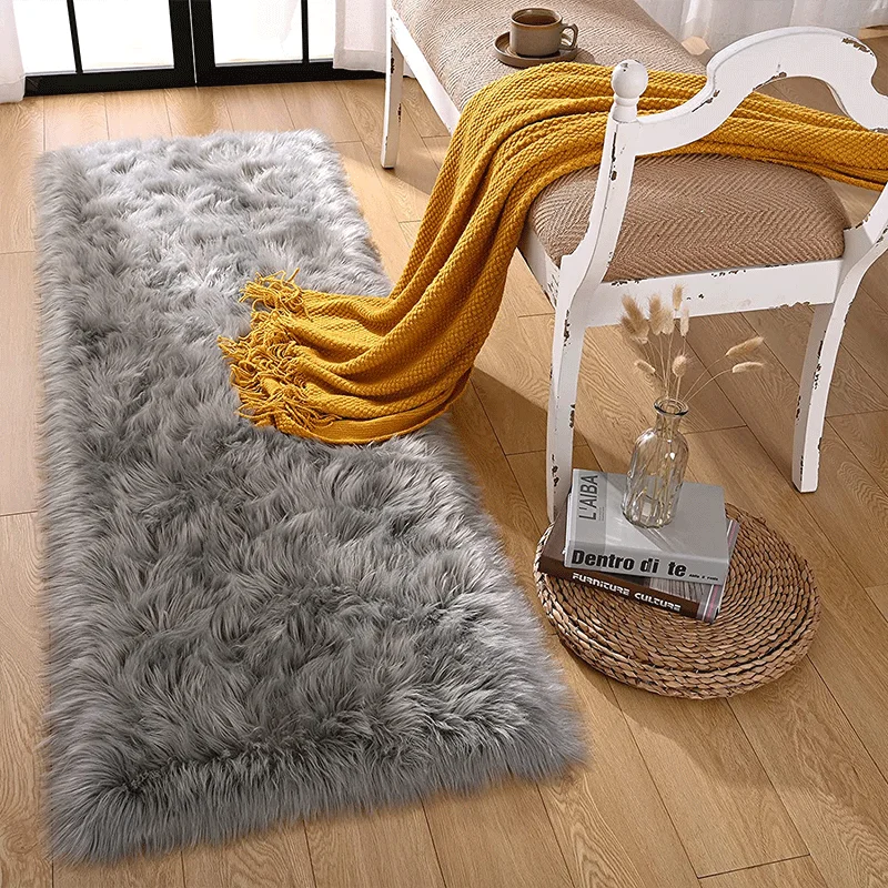 Super Soft Long Plie Plush Living Room Carpet Faux Fur Sheep Skin Area Rug
