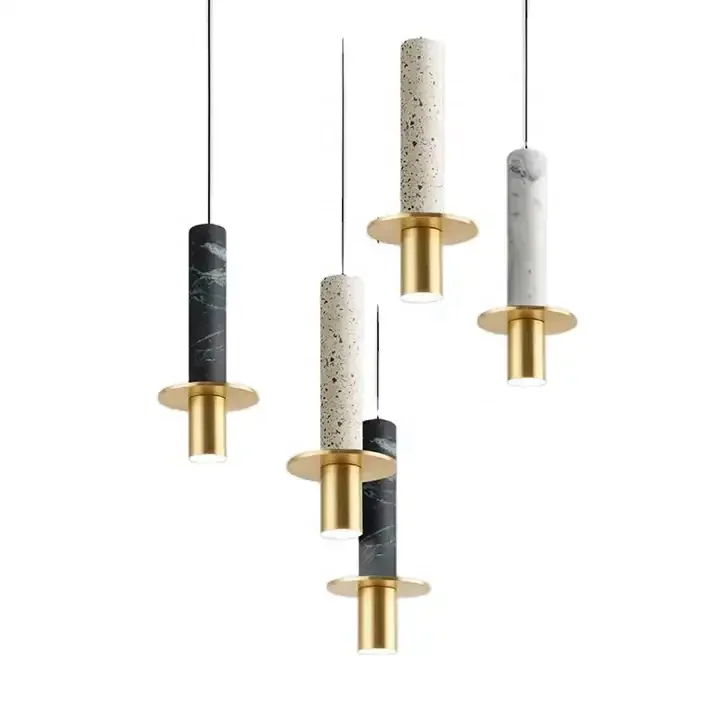 Factory hot Sale Marble Lantern Lighting Fixture Terrazzo Lights Suspend Pendant Lamp with Ce Wire for Hotel Restaurant