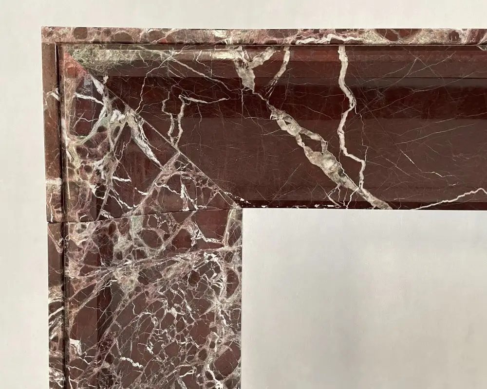 Contemporary Italian Rosso Levanto Red Marble Fireplace Surround Simple Design Interior Decor