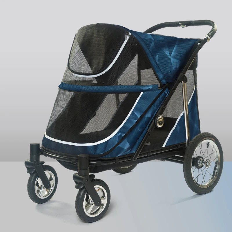 2025 New Large Waterproof Pet Stroller 40kg Big Dog Stroller Sturdy Large Space Carrier Dog Pet Stroller with Metallic Texture