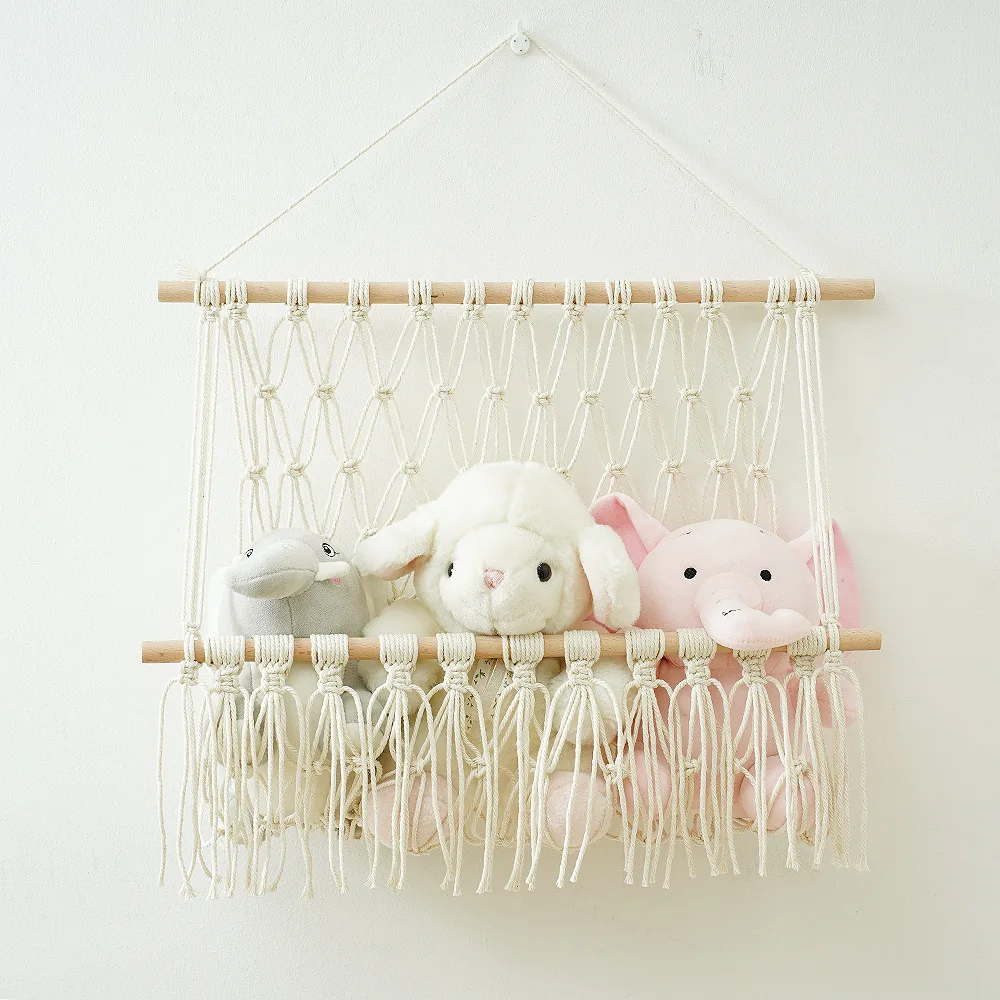 Nursery Toy Macrame Shelves Organizers Storage Home Decoration Interior Books Toy Display Shelf Wall Hanging Boho For Kids Room