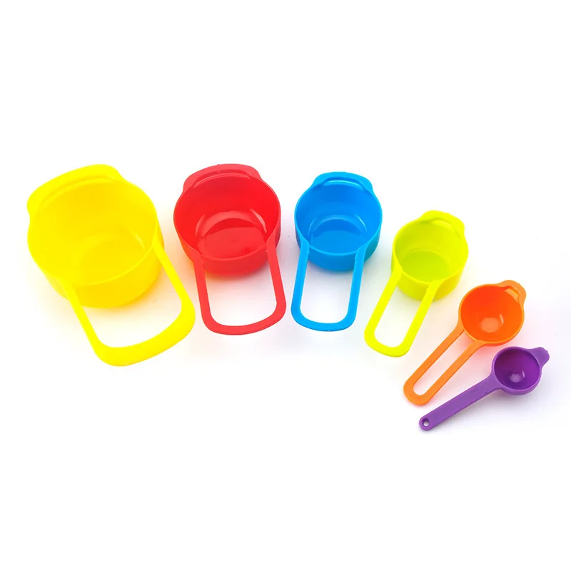 Top sell 6pcs colorful measuring cup tool plastic measuring spoon for powder and liquid