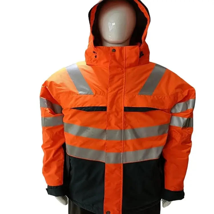 Reflective Safety Jacket Polyester Oxford Fabric Internal Pu Coated Waterproof And Breathable Reflective Jacket