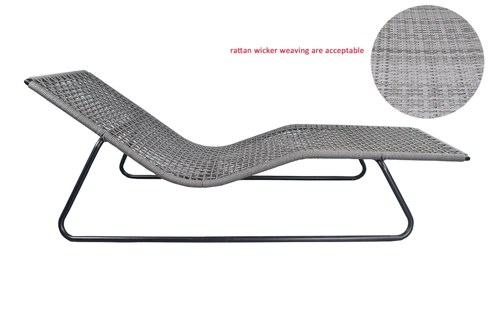 Fixed Back Rope Weaving Sun Lounger Chaise Chair Stacking Beach Swimming Pools Hotels Dining Parks Villas Gyms Made Metal