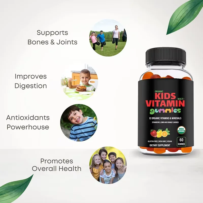 Private Label Kids Calcium Vitamin D3 Gummies Natural Kids Vitamin Gummies for Bone Health & Teeth Support