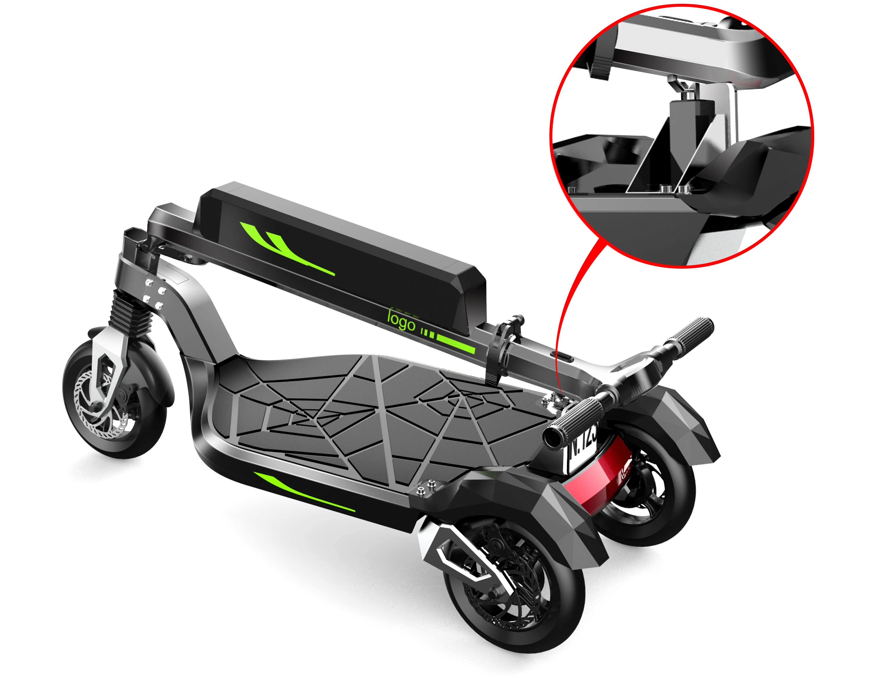 3 Wheels Scooter Electric With Trailers 500W 48V 10Ah Patented New Electric Scooter For Adults & Child IPX5 E Scooter With Seat
