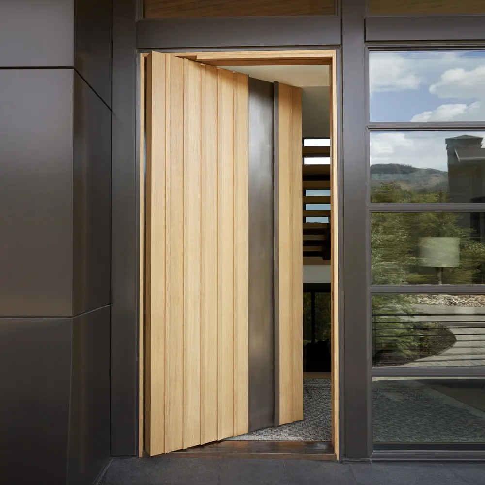 Prettywood Home Exterior Front Main Entry Solid Core Design Modern Pivot Wooden Doors