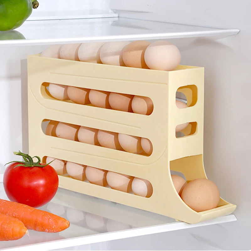 Wholesale Egg Storage 4 Layers Four Tiered Slide Type Kitchen Refrigerator Egg Organizer Container Storage Rack Egg Storage Box