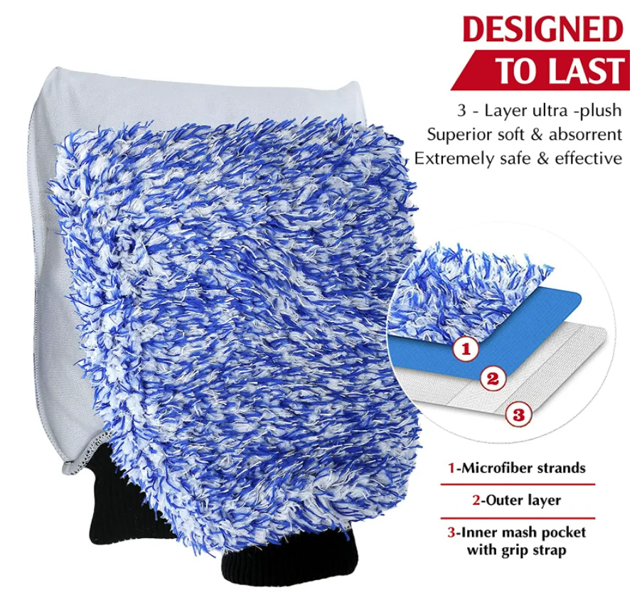 Car detailing wash mitt Custom Logo Microfiber Car Washing Mitt Microfiber Material Car Wash Mitt Gloves