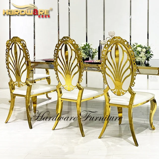 High back metal frame dining gold luxury stainless steel wedding chairs
