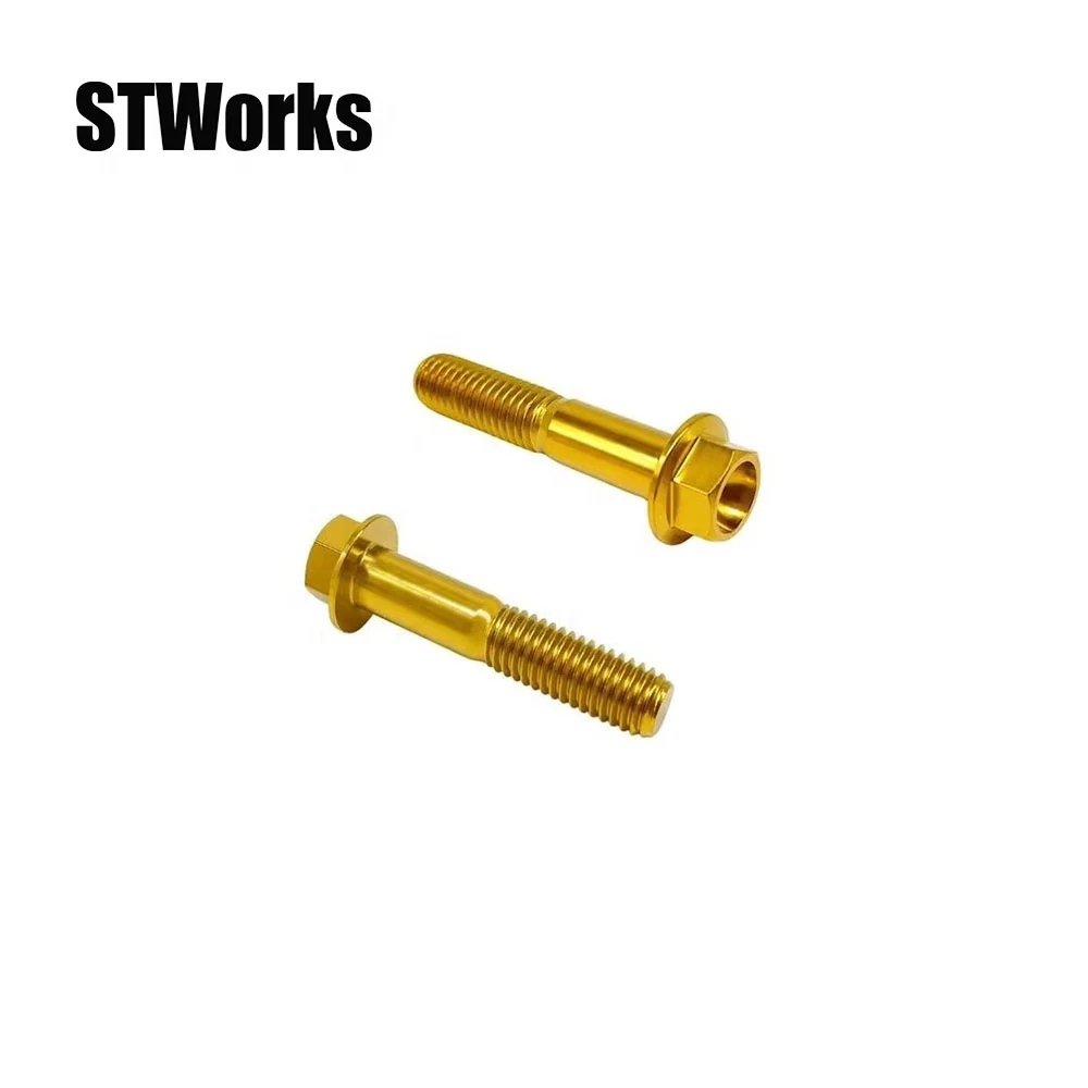 Racing bolts  M8 1.25 Pitch Titanium bolts Ti DIN6921 Flange Hex Bolt Screws