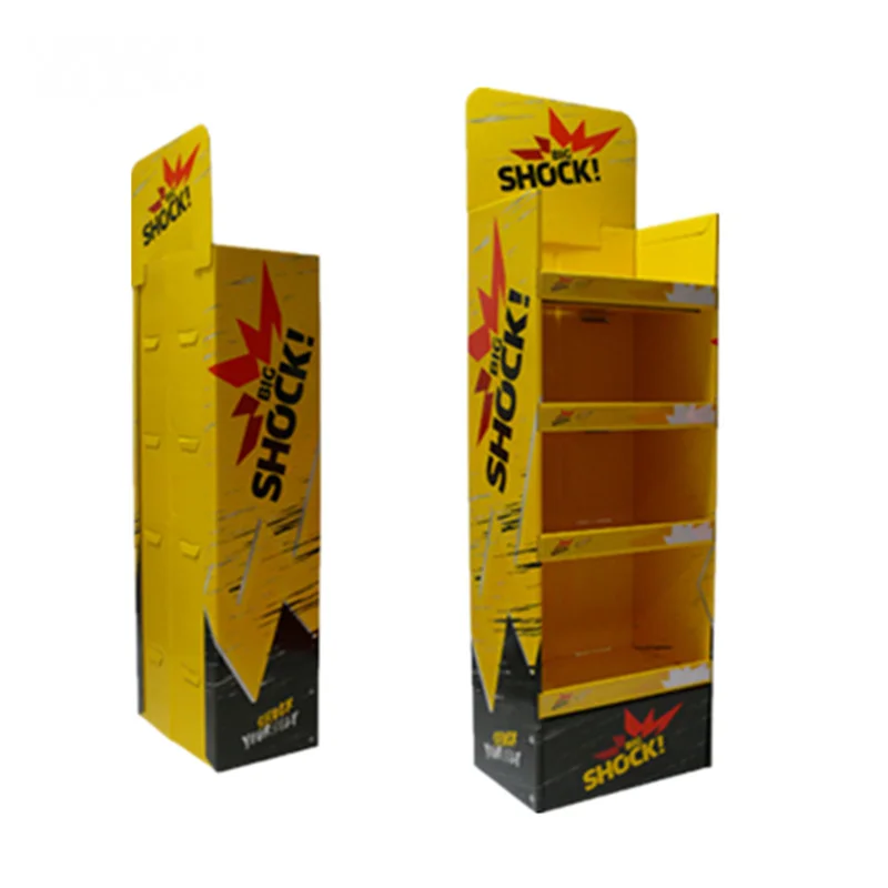 Custom Print Promotional Cardboard Display Stand POP Floor Standing Paper Shelf Display Rack for Energy Drinks