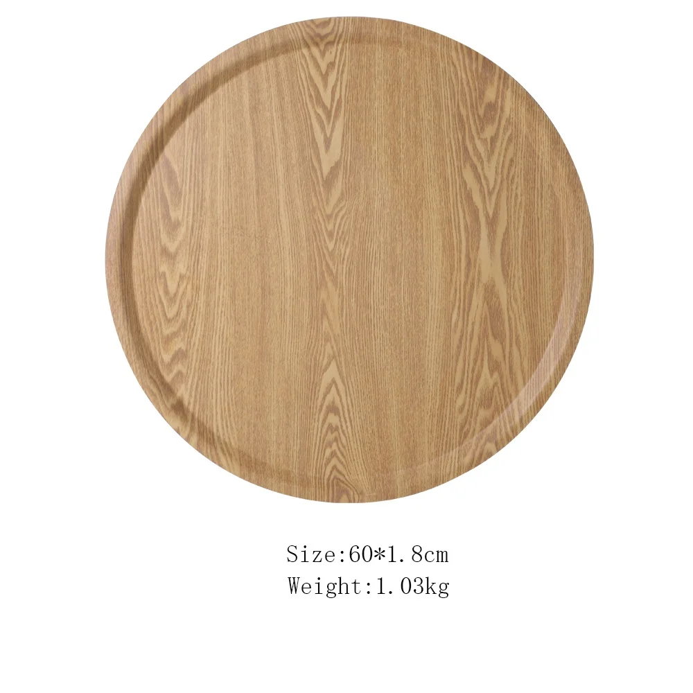 
2020New Design Wholesale round wood fiber dinner tray dishwasher safe pizza serving tray 