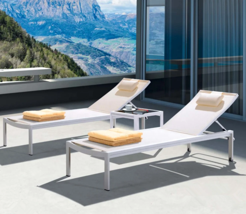 Modern Outdoor Adjustable Aluminium Metal Furniture  Poolside  Beach Sunbed