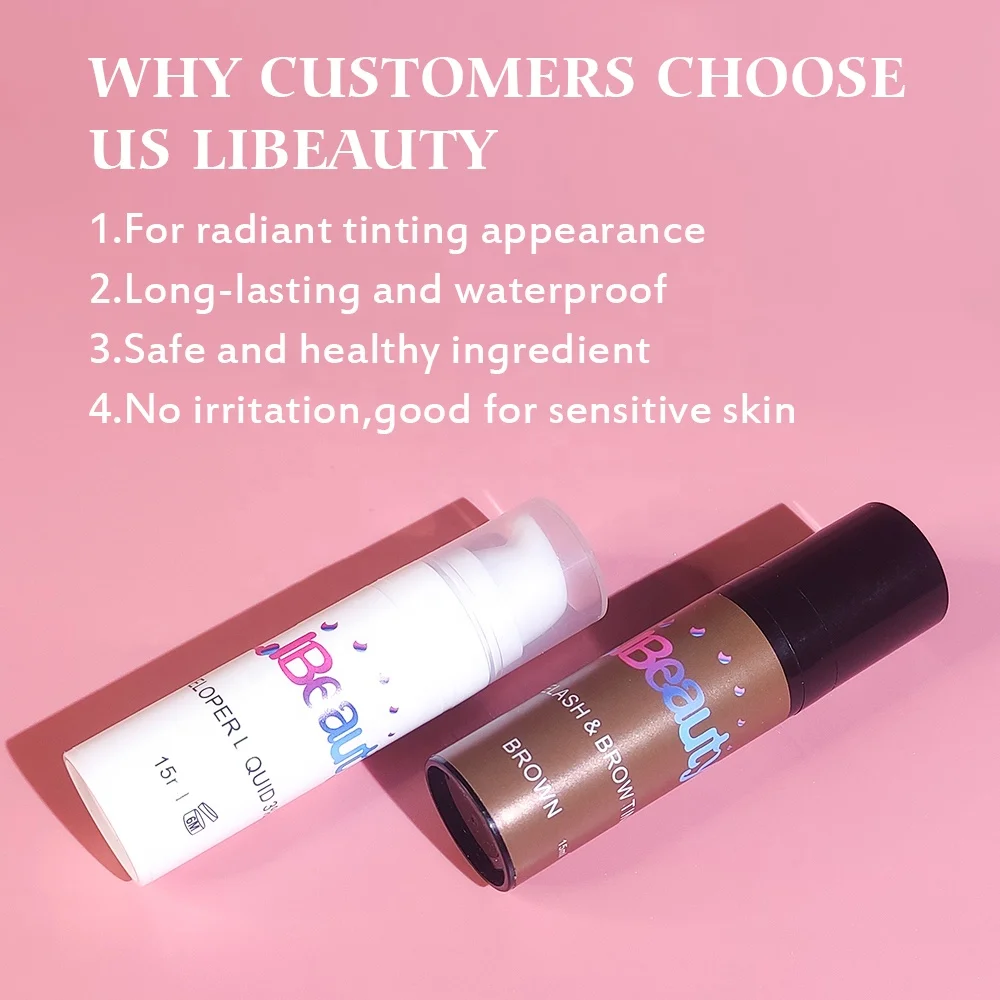 Custom Private label Eyelash dye Tint Kit  Brow tinting kit Black brow coffee Waterproof Dye Eyebrow tinting