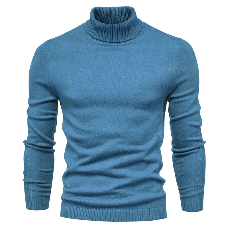 2024 Hot Sweater Men Cotton Pullover Turtleneck Warm Knitted Fashion Men Clothes Knit Sweater