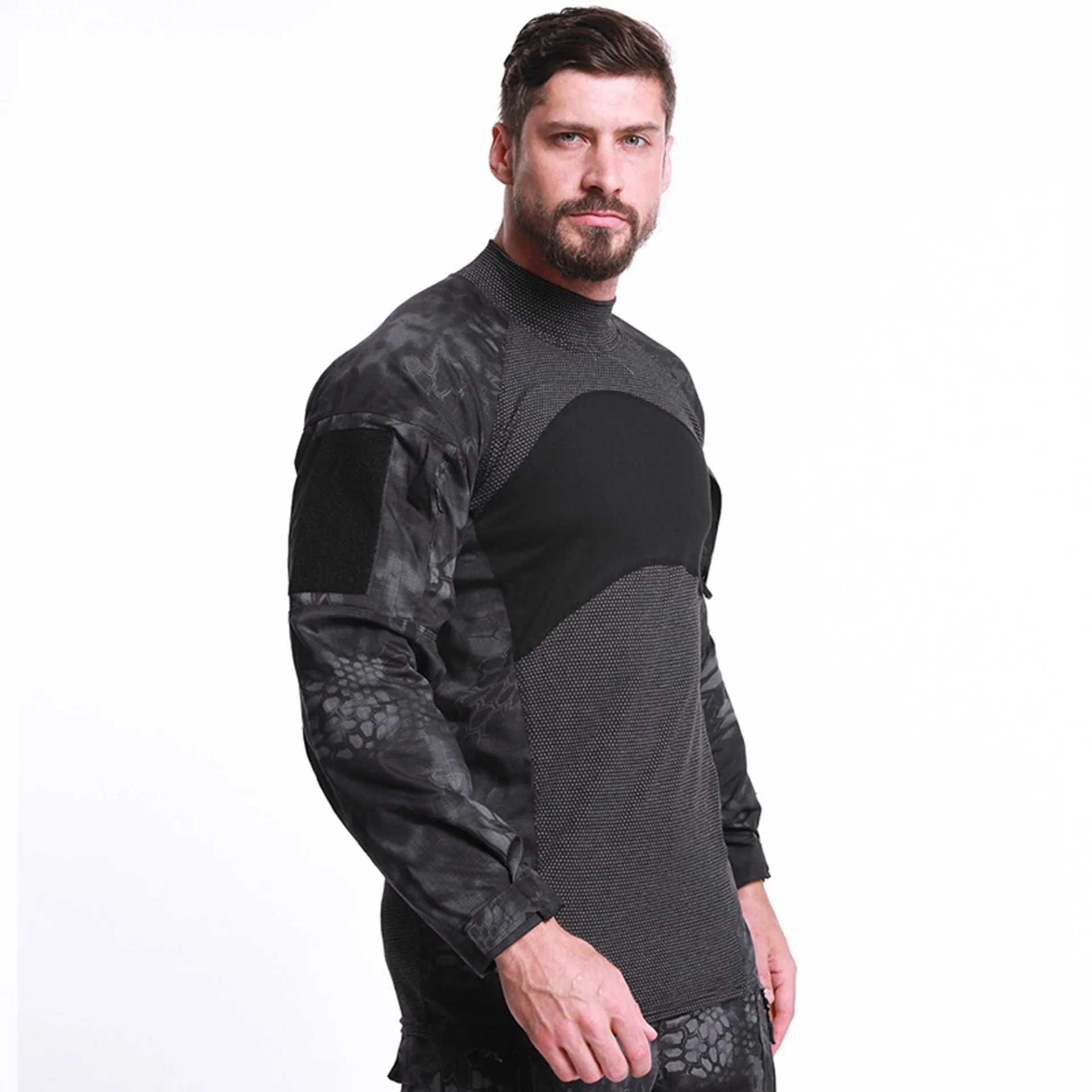 Men Outdoor Uniforms Shirt Stretch Nylon In Multicam Color Long Sleeve Wear Frog Suit Combat Shirt