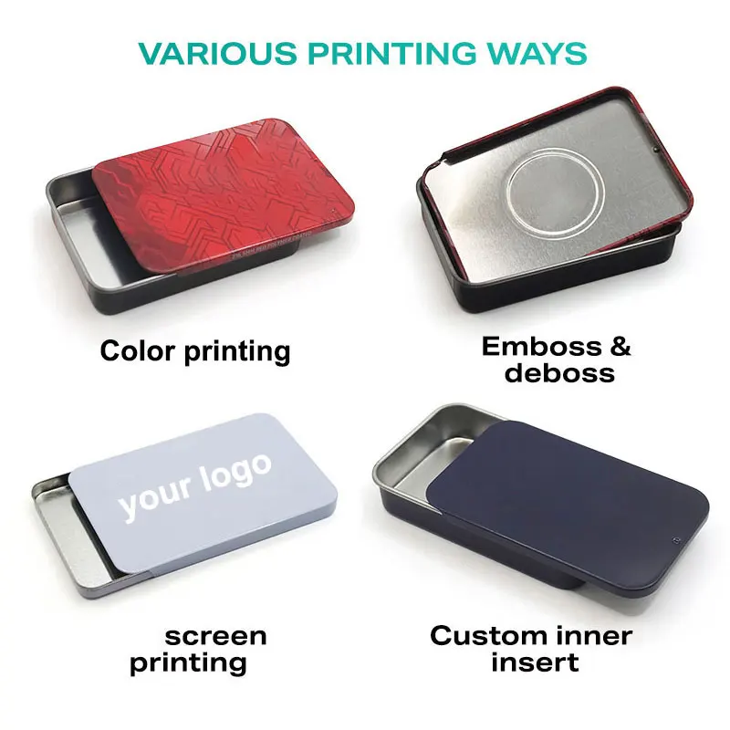 250ml rectangle metallic packing container box tins for tea square metal drawer slides metal jar box for food