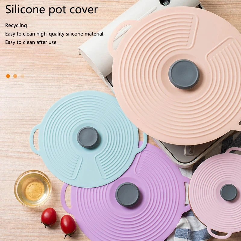 Custom Reusable Heat Resistant Microwave Food Splatter Cover Bowl Silicone Lid with Suction Covers for Pots