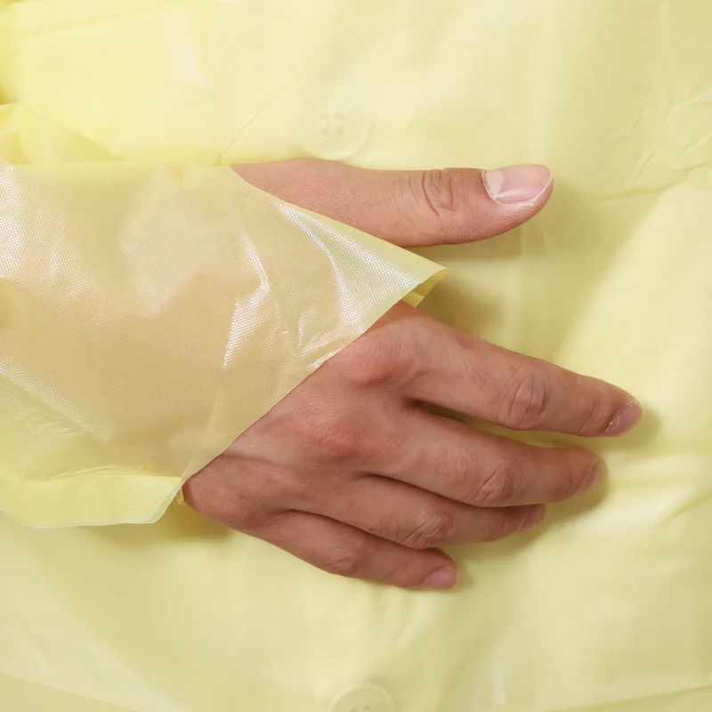 medishield disposable yellow cpe gowns hospital isolation gown finger loop