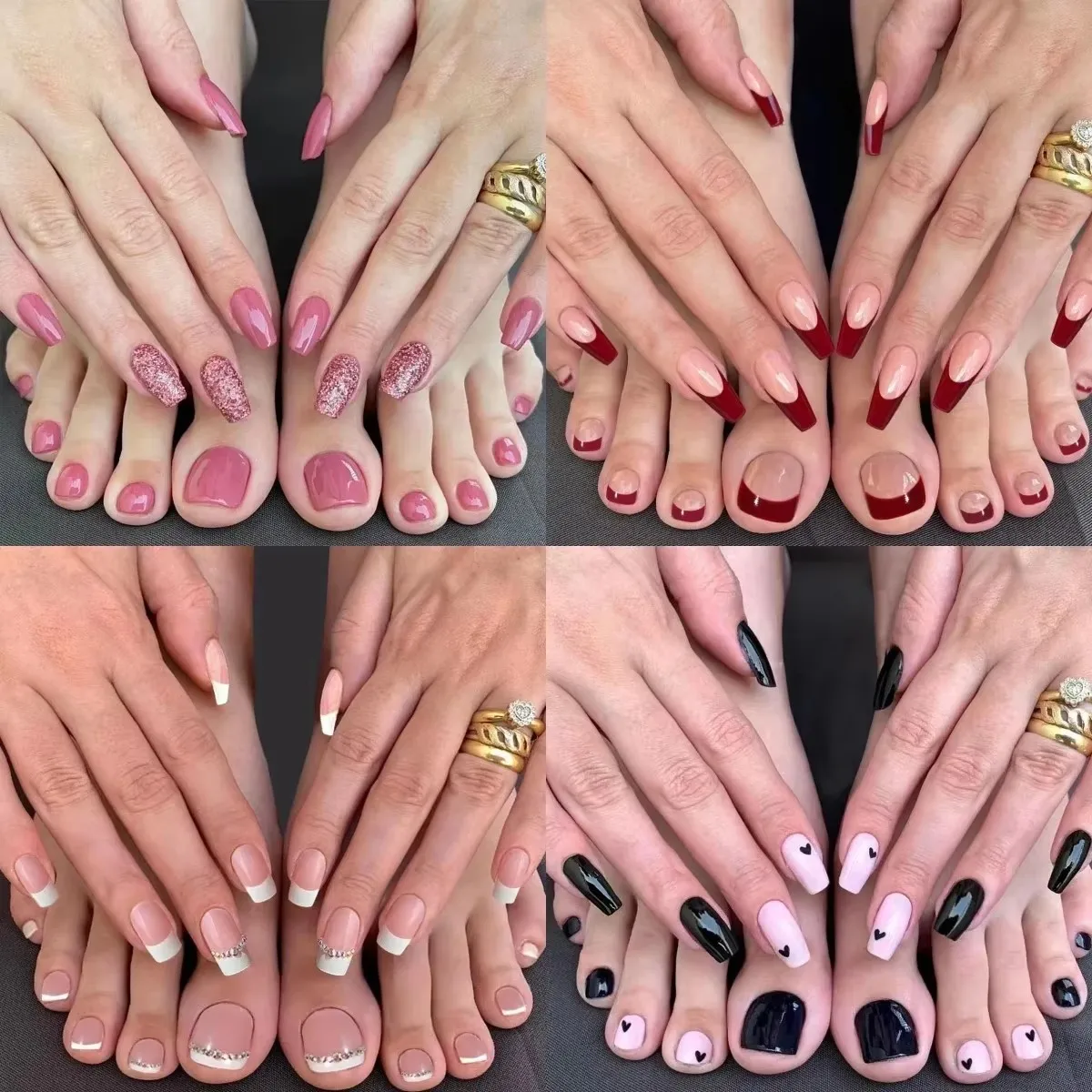 48pcs False Nails set Square Fake Toeails Set Manicure Supplies Solid Color Summer Artificial Nail Patch False Toenail Tips