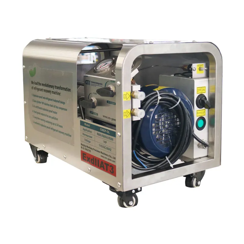 
oil-free compressor Explosion proof air conditioning refrigerant recovery/recharge machine freon R1234yf/R290/R32/R600 of CMEP- 