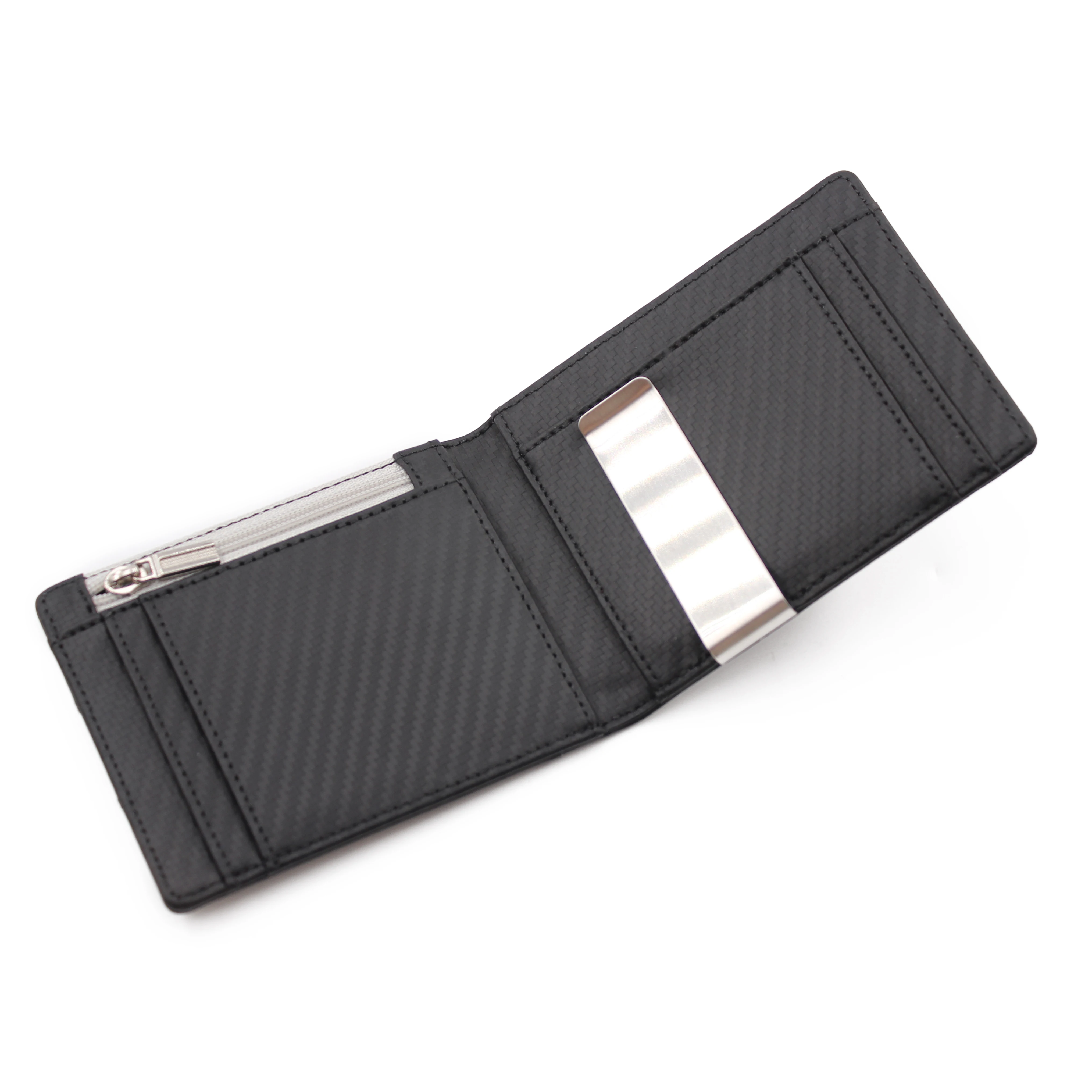 
Custom RFID money clip slim mens trick wallet with zip coin pocket card holder genuine leather magic wallet elastic straps 