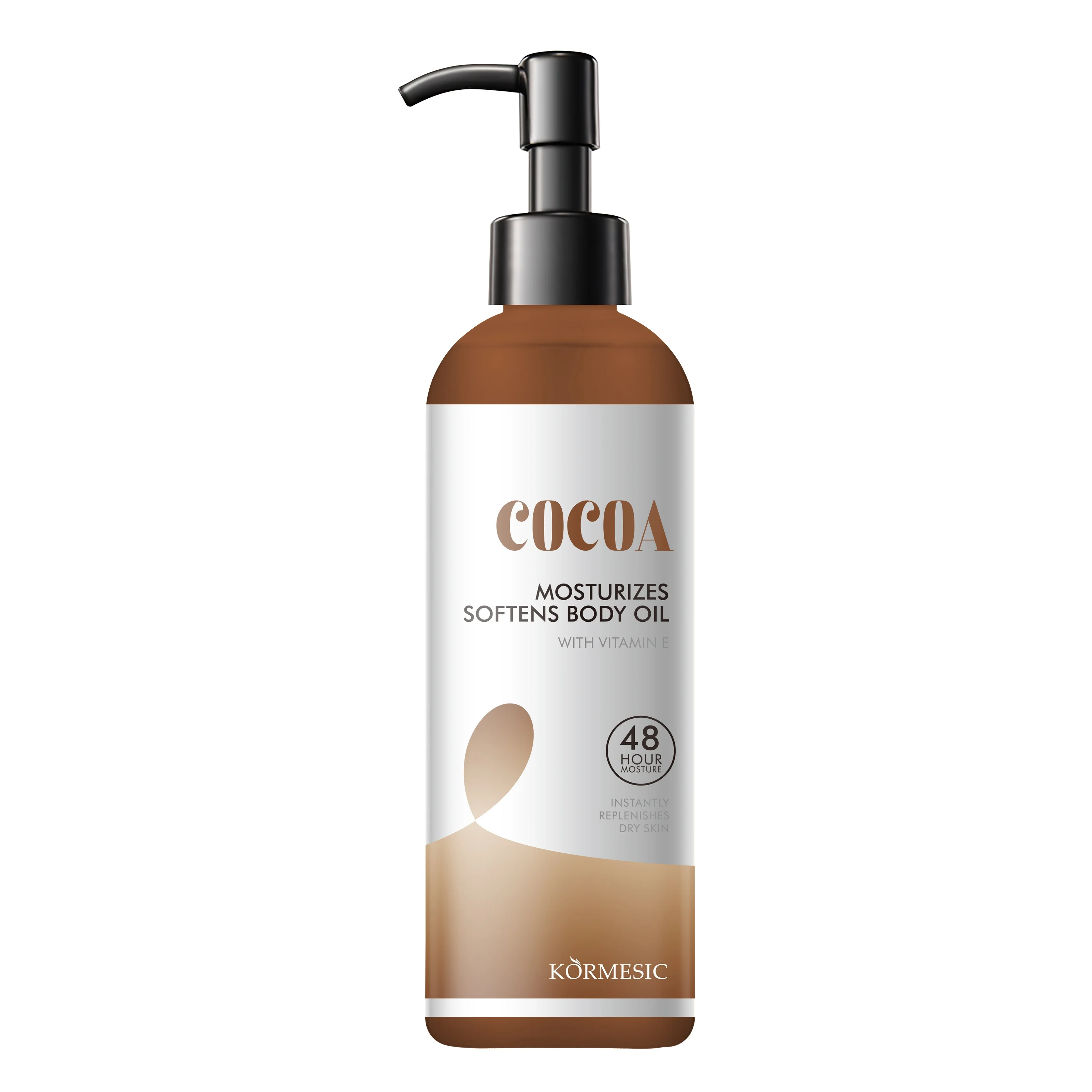 Private Label KORMESIC COCOA Mosturizes Softens Body Oil with Vitamin E Instantly Dry Skins