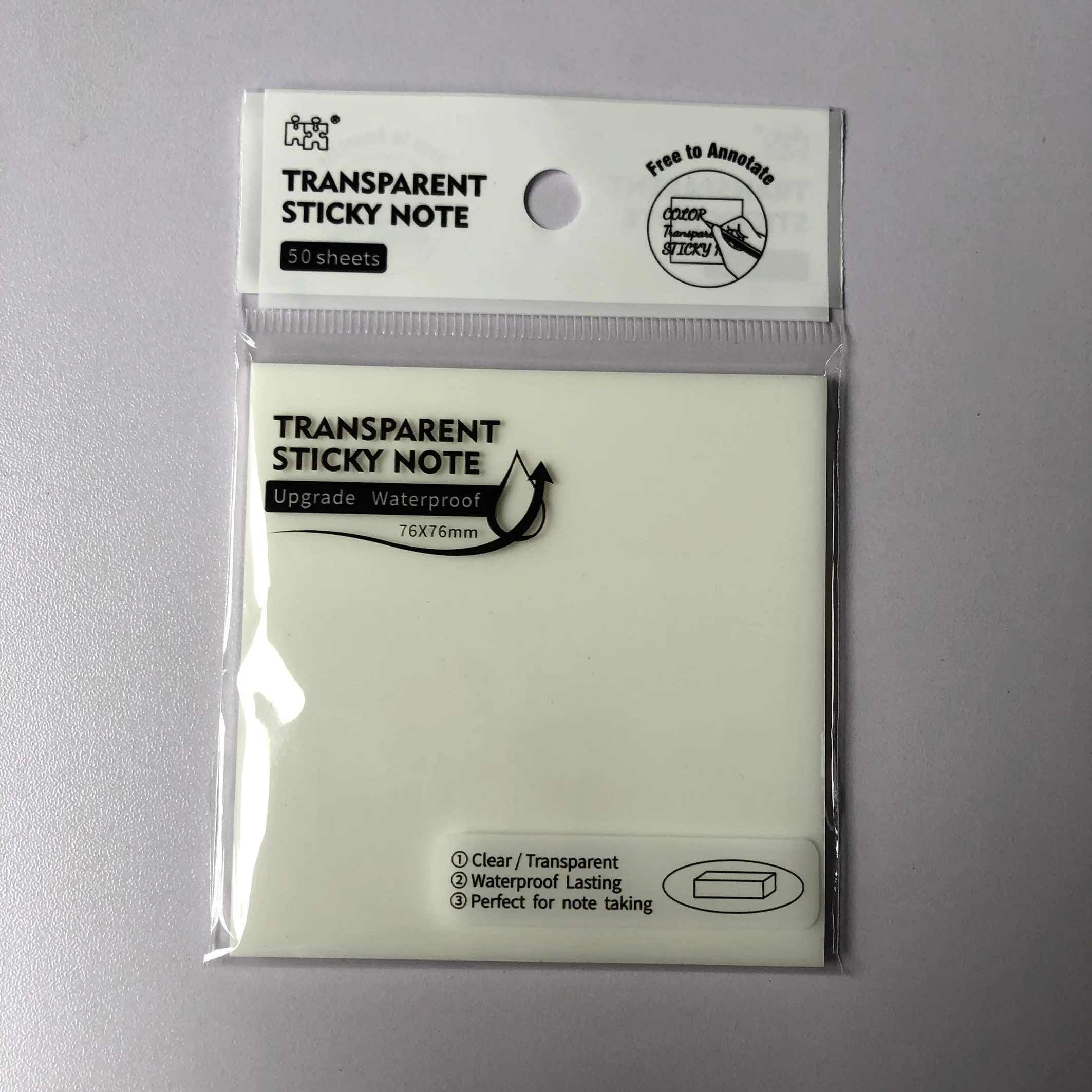 3x3 inch clear note paper Clear Note paper Waterproof natural note paper school tool