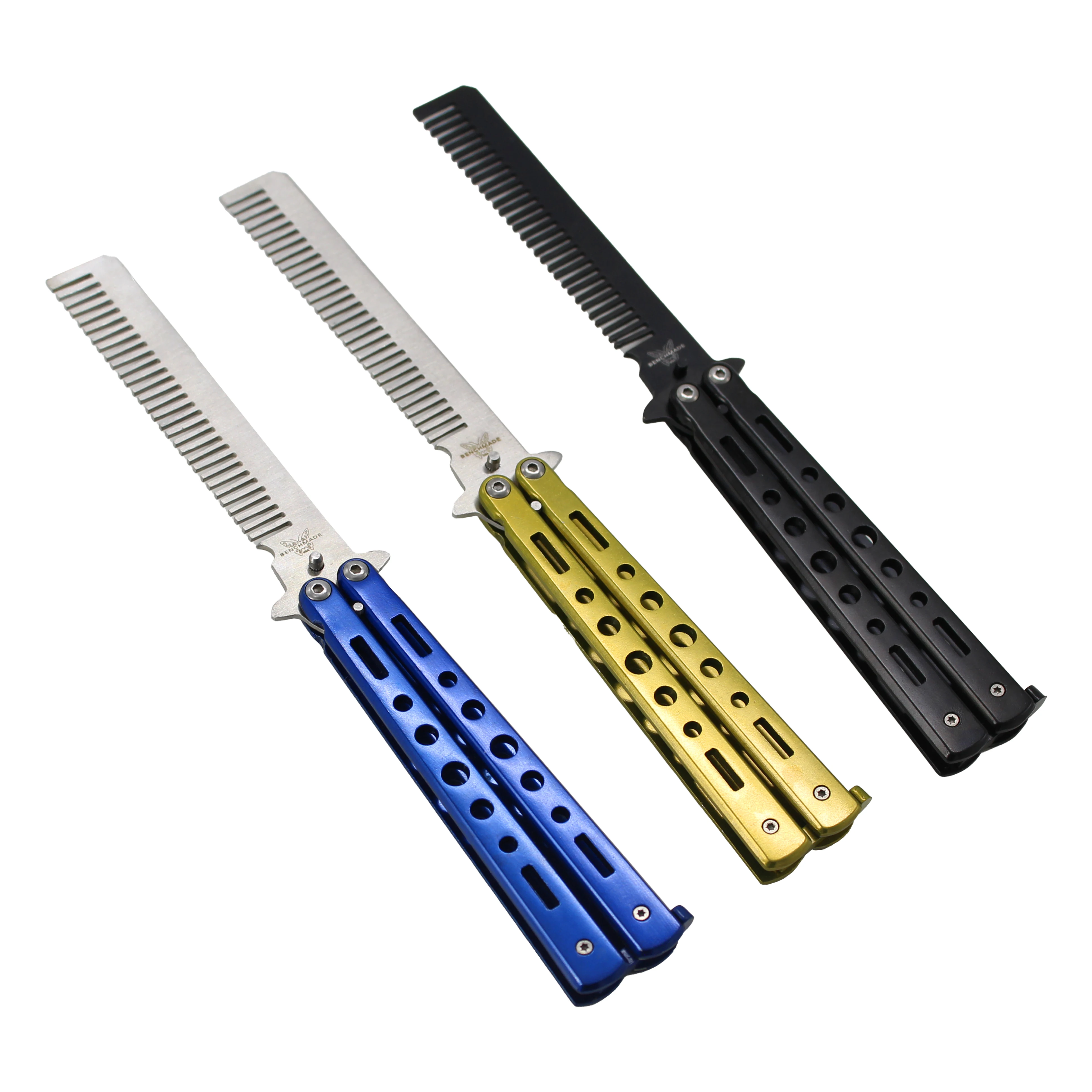 Custom Auto Folding Self Defense Flick Pink Black Spring Open Pocket Oil Hidden Safety Women Trainer Butterfly Hair Knife Comb