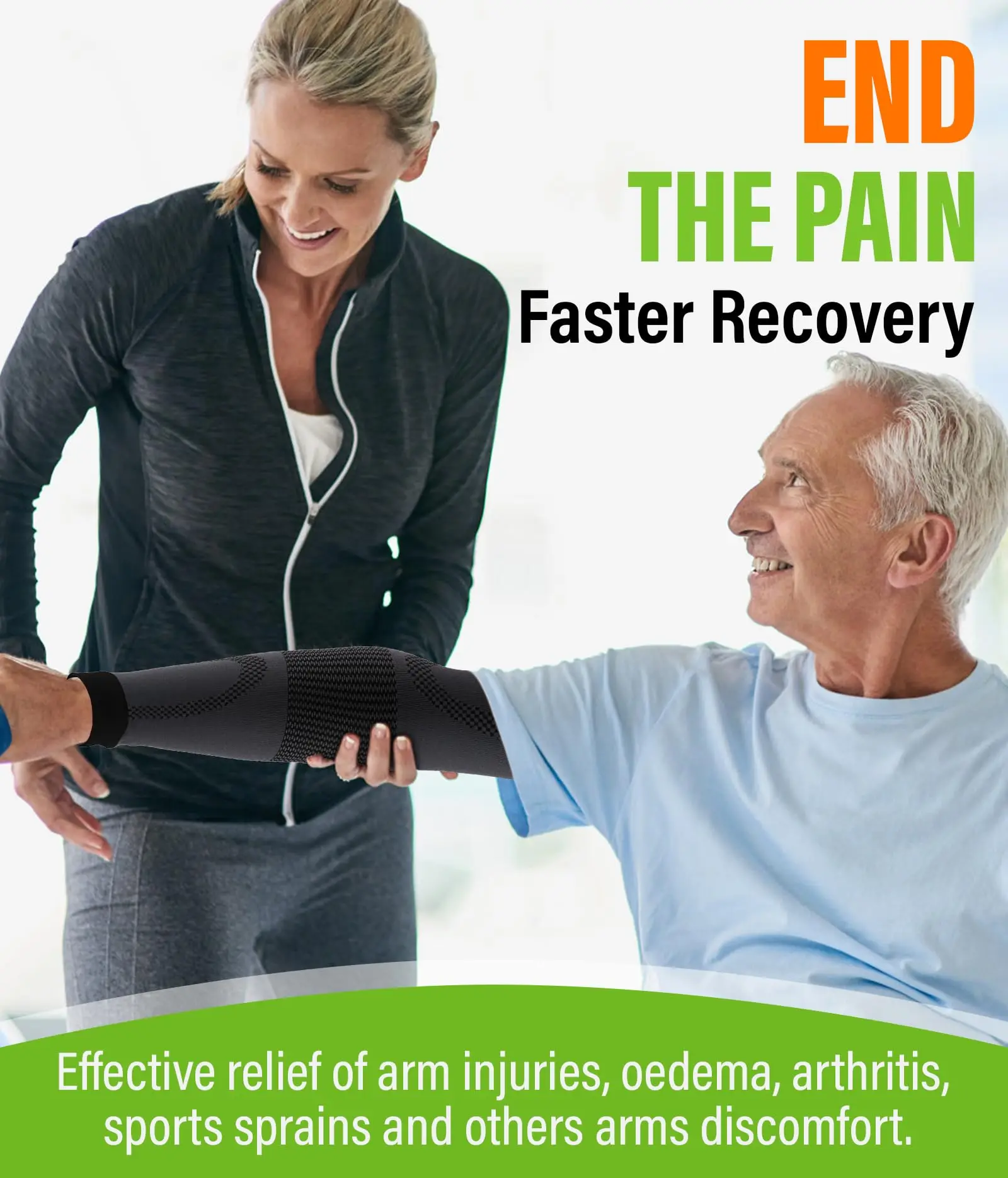 20-30mmHg Graduated Compression Elbow Sleeve Compression Arm Sleeve for Recovery Relieves