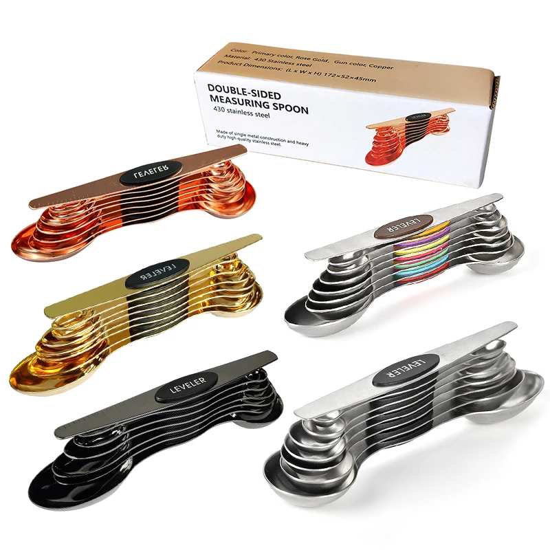 Kitchen Silicone Handle Coffee Mini Double Head Magnetic  Digital Stainless Steel  Measuring Cups And Spoons For Measuring Tea