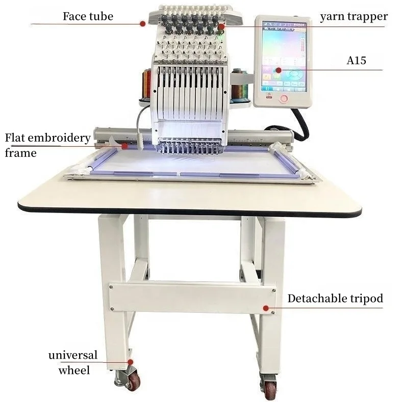 single head t shirt /cap embroidery machine computerized 9 needles embroidery machine clothes single head embroidery machine