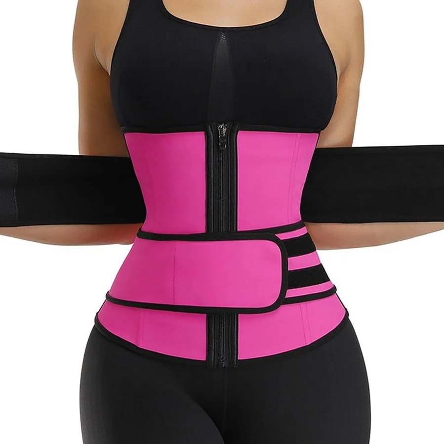 Women Jogging Wear Lose Weight Slimming Belt Neoprene Sauna Sweat Double Belt Neoprene Waist Trainer With Custom Logo