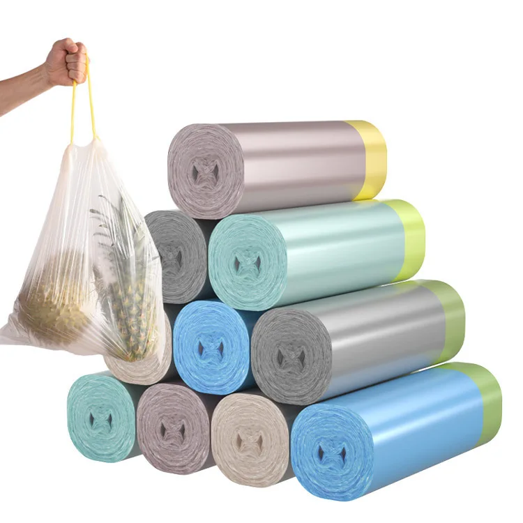 2023 hot sale pla compostable yellow drawstring trash bag cornstarch plastic trash grabage bag