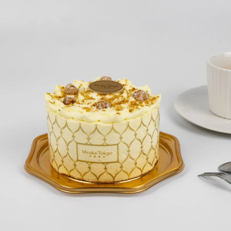 Small delicate pastry tray Plastic golden food tray Hexagonal 6 inch cake tray