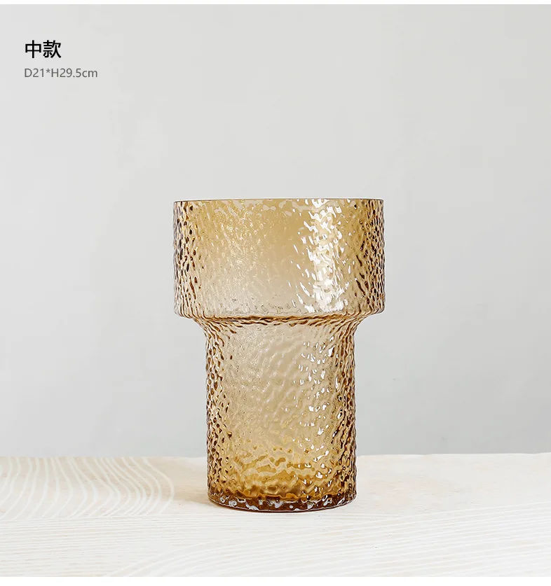 Hot Sale Orange Home Decor Accessories Cylindrique Double Walled Glass Vase