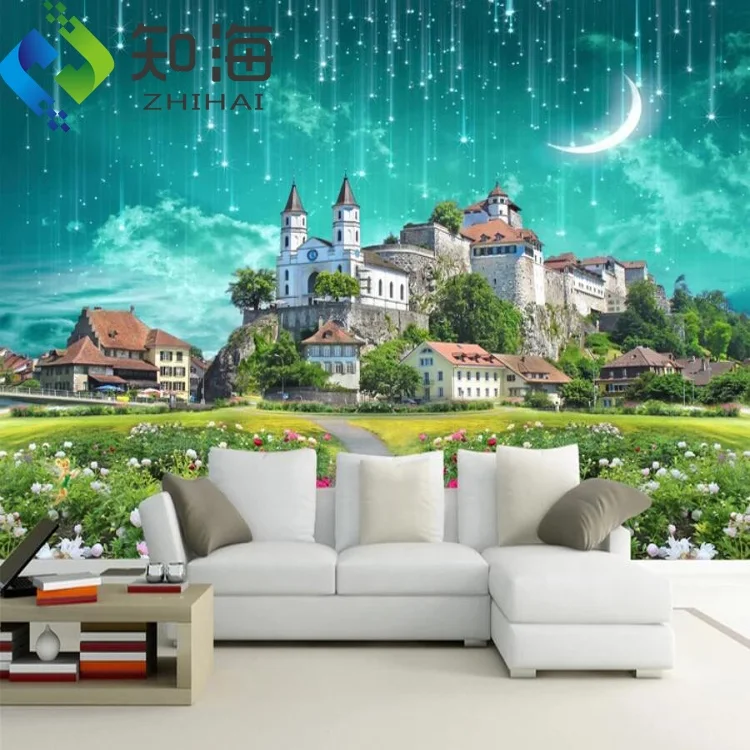 ZHIHAI Waterfall flowing water whole house space background wall wallpaper designs