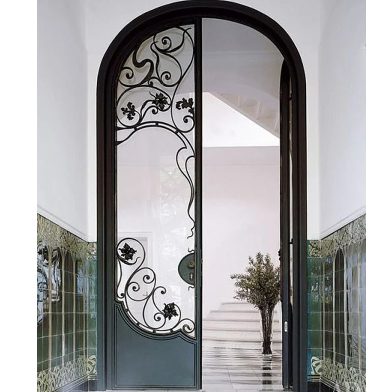 Villa front main entrance wrought iron church door iron double gate design