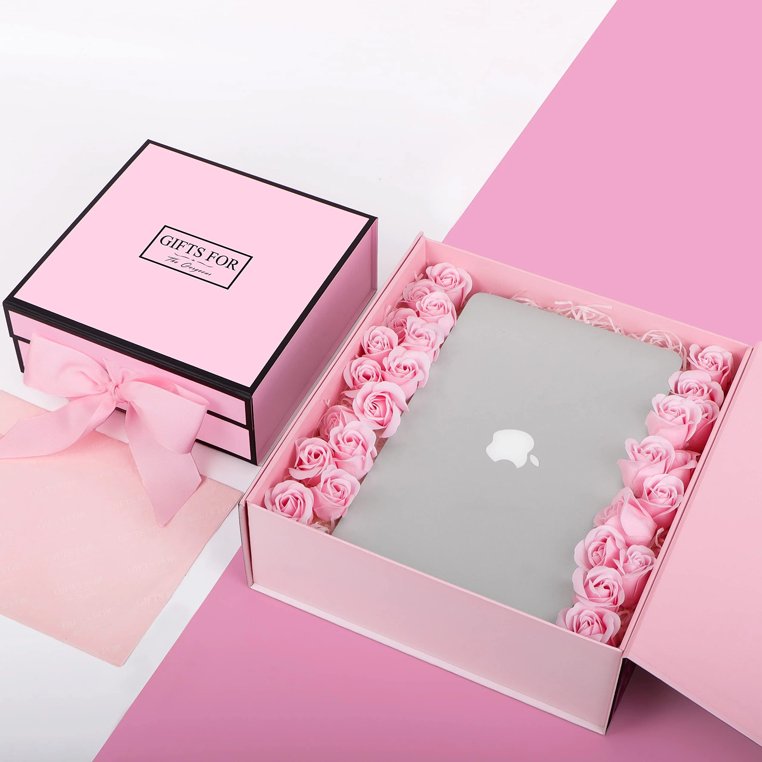 2 colors satin ribbon bridesmaids wedding gifts sets packaging for guests box
