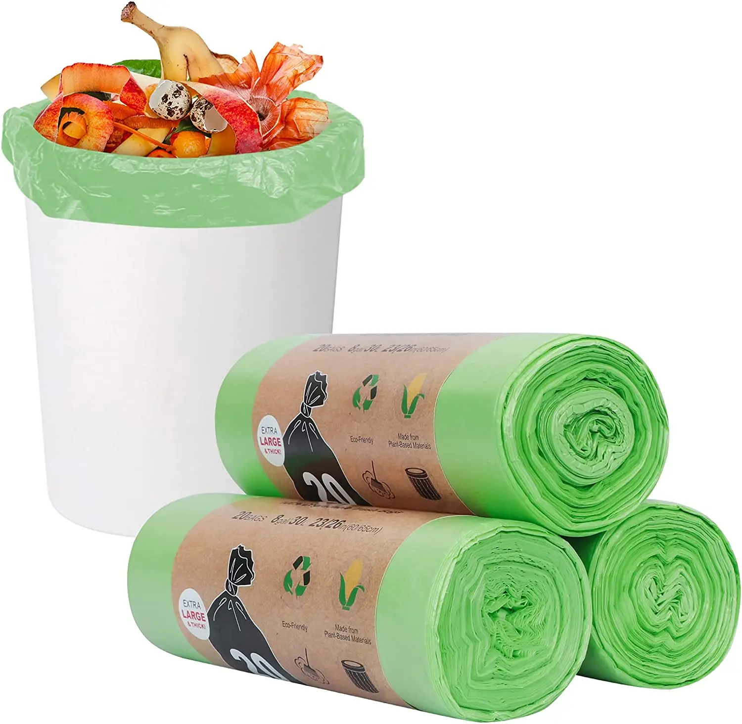 Eco Friendly 100% Biodegradable Cornstarch Trash Bags Compostable Flat Garbage Bags