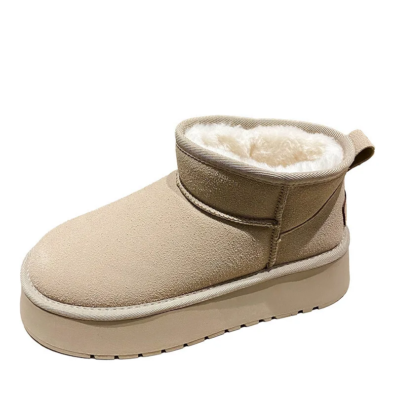 Wholesale custom OEM daily warm shoes light waterproof heightened cotton boots flat ankle snow boots