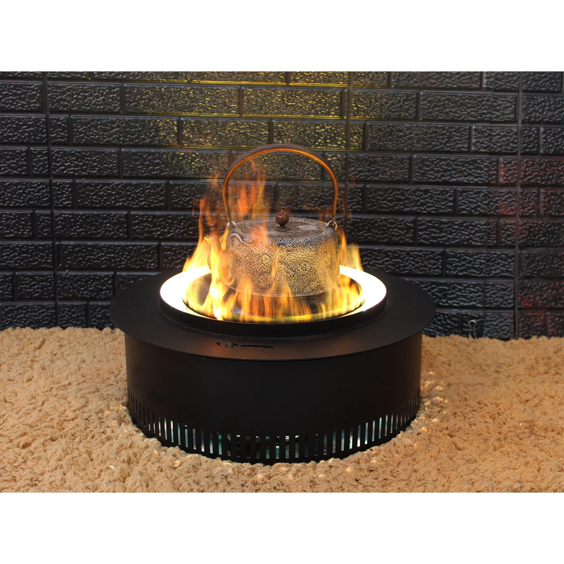 58CM Diameter Water Vapor Electric Fireplace Fire Bowl Steam Flame Effect Round Shape Water Fire Decoration Column Shape (1600528504874)