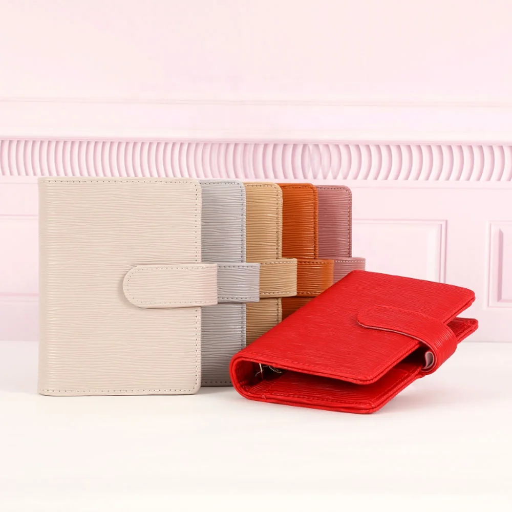 Hongbo Top Gift 19-Color Embossed Saffiano Epi Leather A7 Gold Ring Cash Budget Binder Organizer with Cash Envelope Available