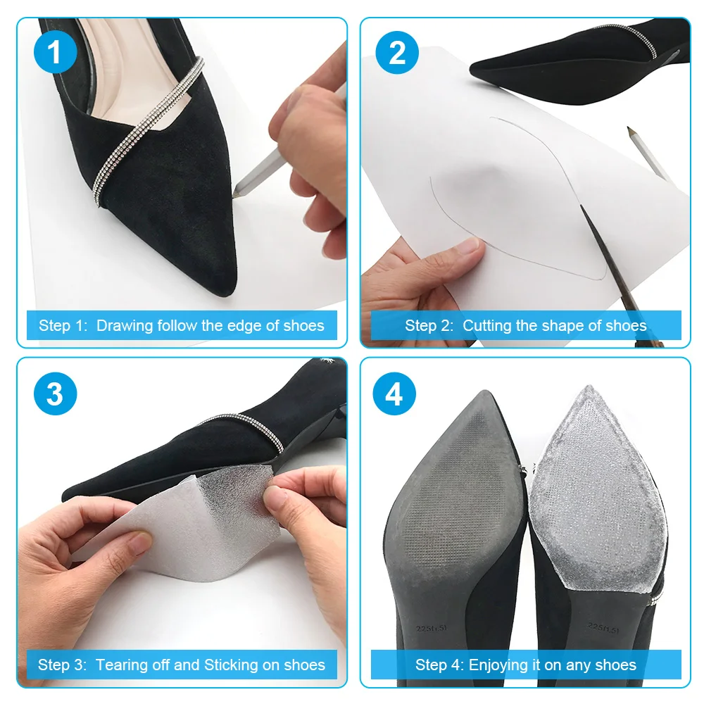 2PCS Self Adhesive Anti-Slip Crystal Clear Shoe Sole  Protector  for sneaker high heel  red bottom shoes boots