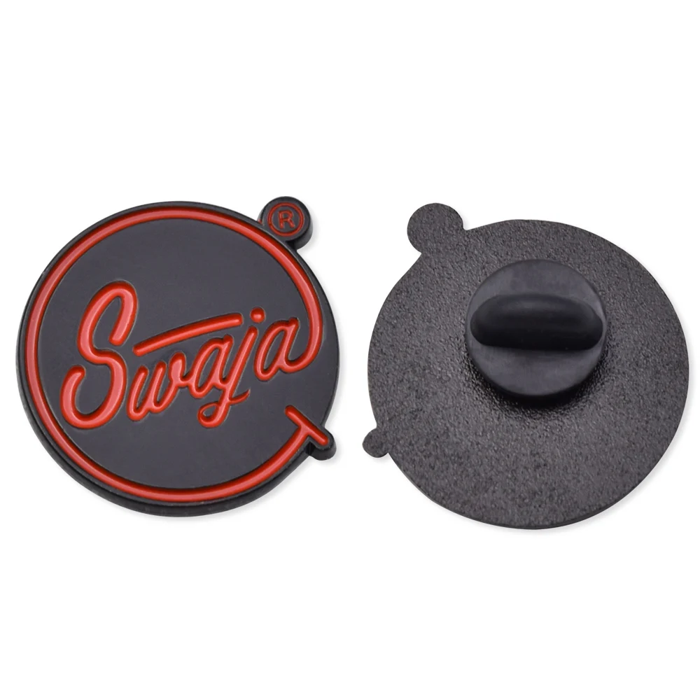 Design souvenir gifts dye black gold metal enamel lapel pin badge